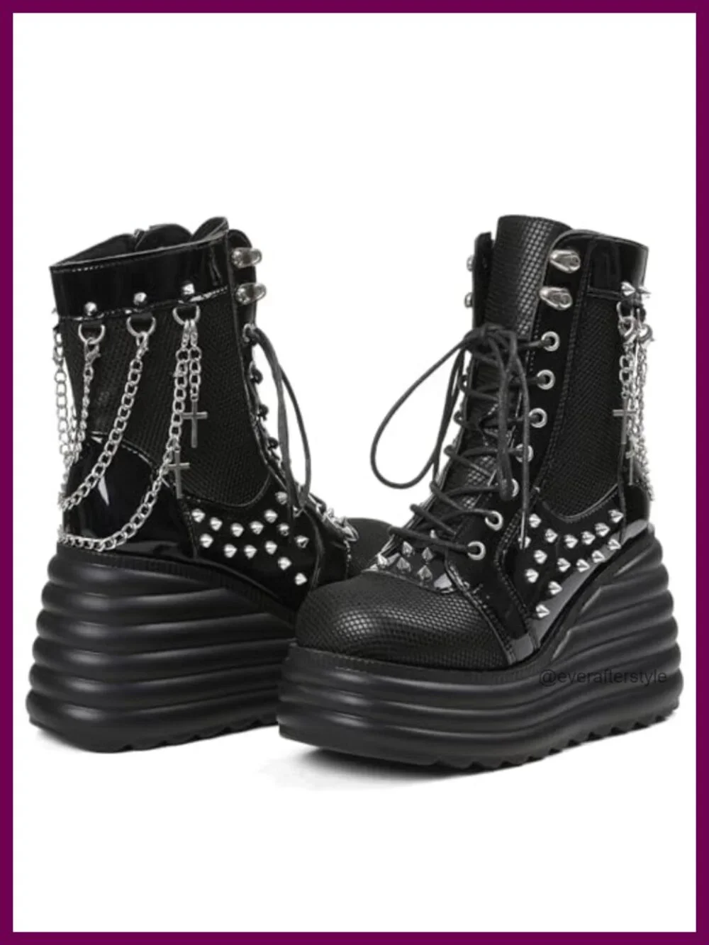 Platform Goth Ankle Boots Women Rave Combat Booties